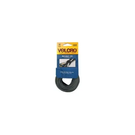 VELCRO Brand ONE-WRAP Thin Ties 8in x 1/2in Ties, Gray & Black - 50 ct.