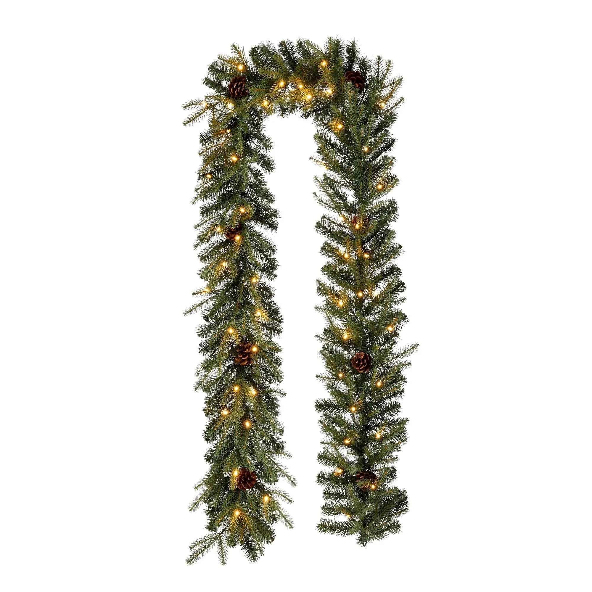 Glitzhome Pre-Lit Christmas Garland with Warm LED