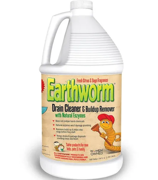 Earthworm Drain Cleaner - Deodorizer - Natural and Family-Safe 64 Ounce