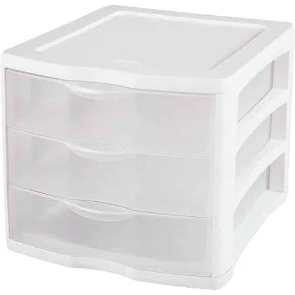 Wide 3 Drawer Unit Plastic, White