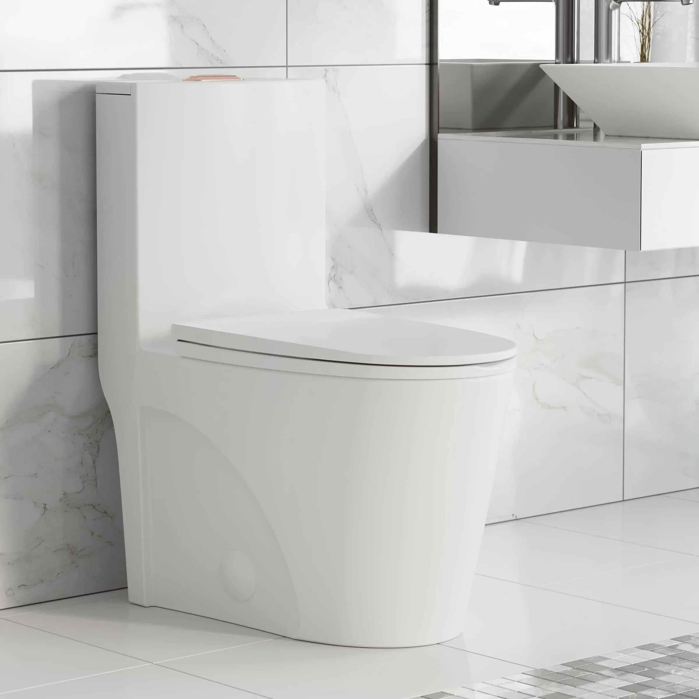 Swiss Madison Well Made Forever SM-1T254BQ, St. Tropez One Piece Elongated Toilet Dual Vortex Flush 1.1/1.6 gpf in Bisque