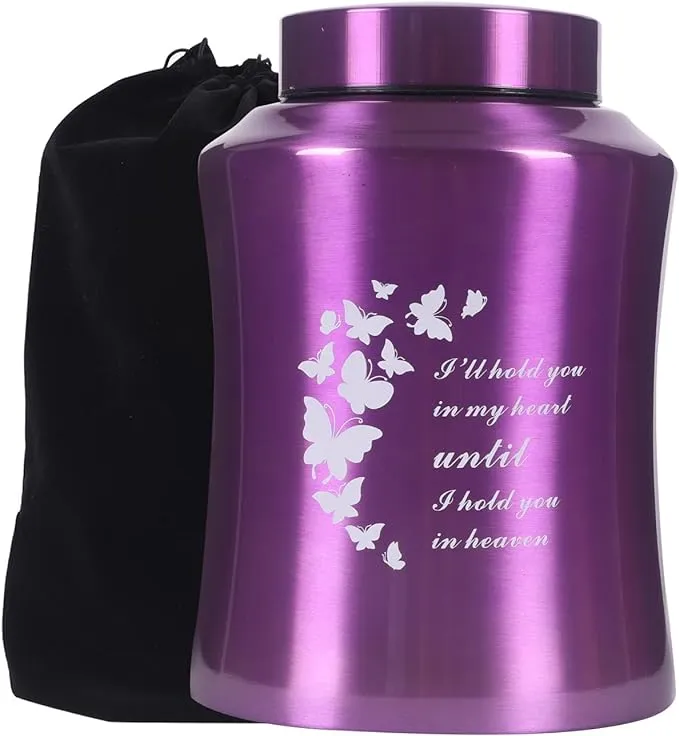 Up to 160 lbs Urns for Ashes Adult Female - Butterfly Decorative Urns Adult for Funeral - Cremation Urns for Ashes Women - Burial Urns for Human ashes Female Mom (Purple Butterfly, 160 cubic inches)