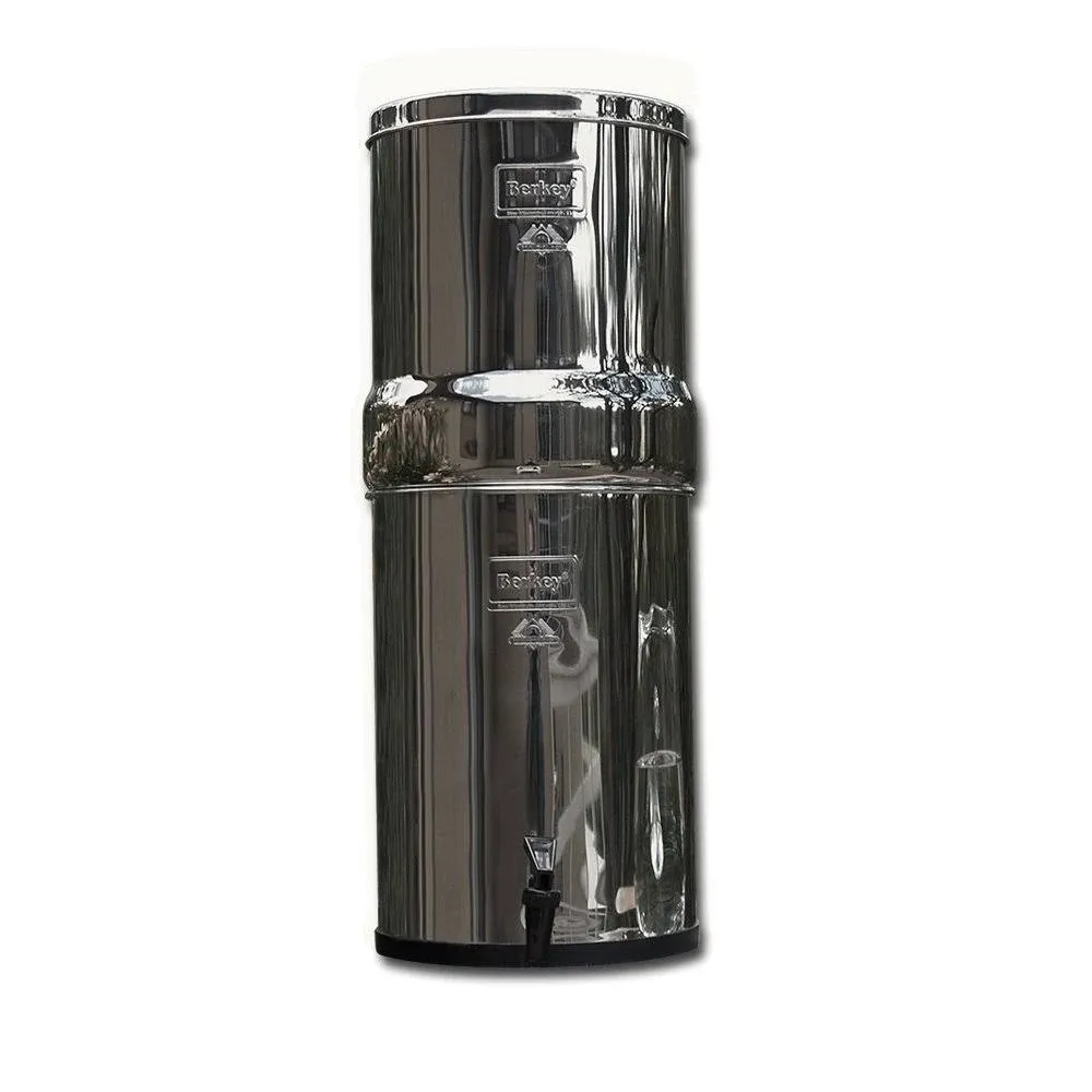 Berkey Royal Water Filter with 2 Black Water Filter Cartridge. 3.25 Gallon Capacity, Silver