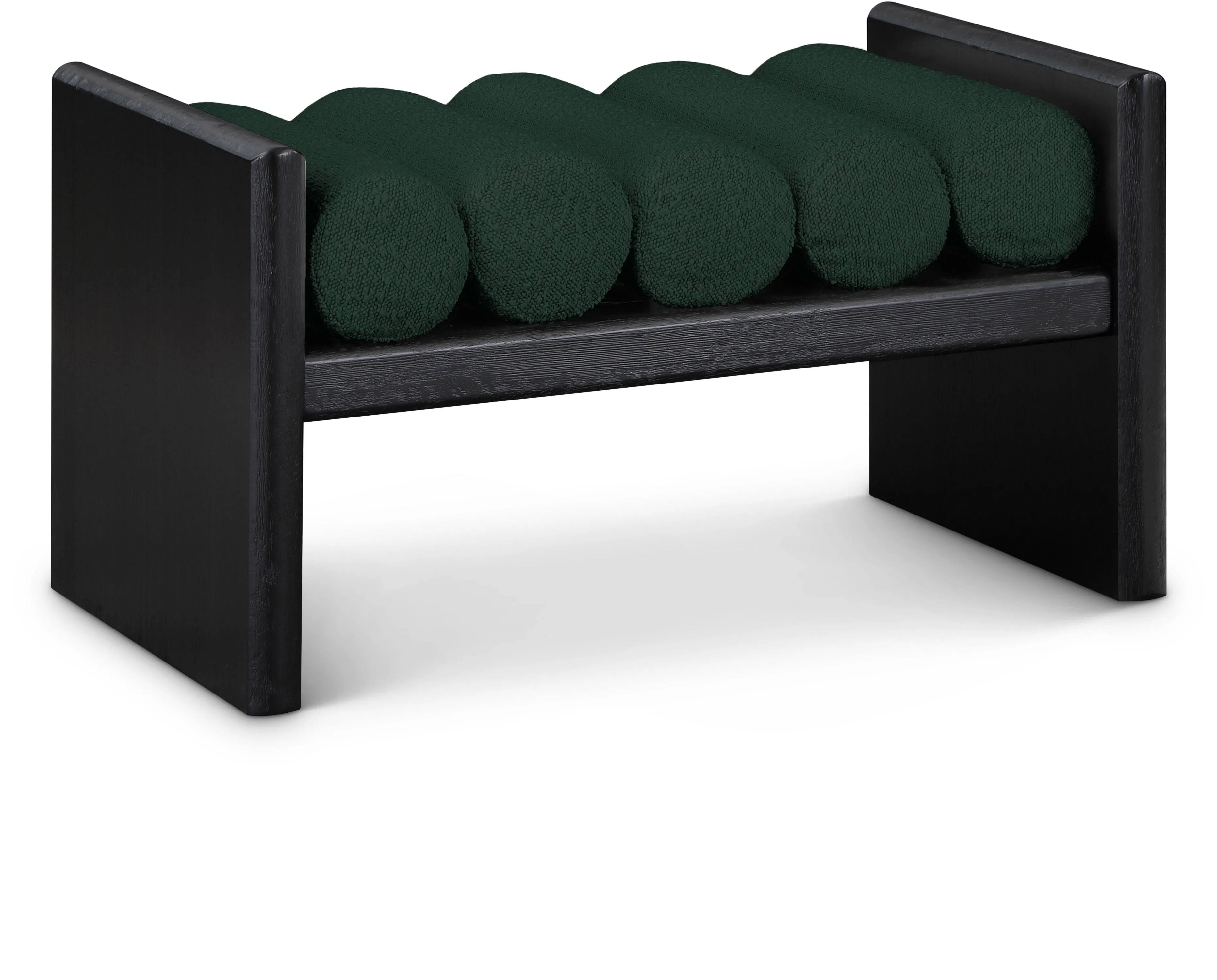 Meridian Waverly Green Boucle Fabric Bench