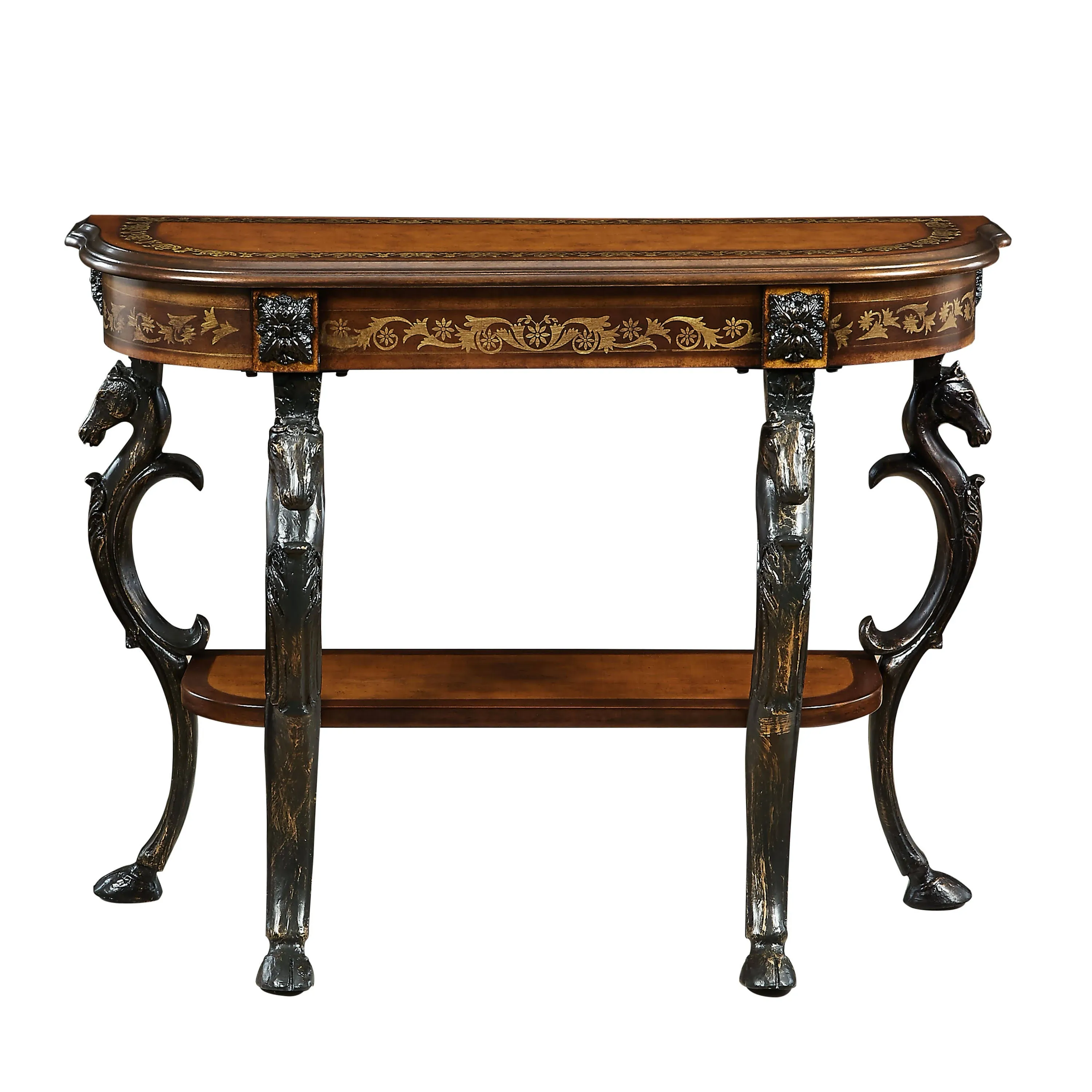 Powell Masterpiece Floral Demilune Console Table