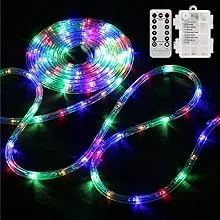 Bebrant LED Rope Lights Battery Operated String Lights-40Ft 120 LEDs 8 Modes Outdoor Waterproof Fairy Lights Dimmable/Timer