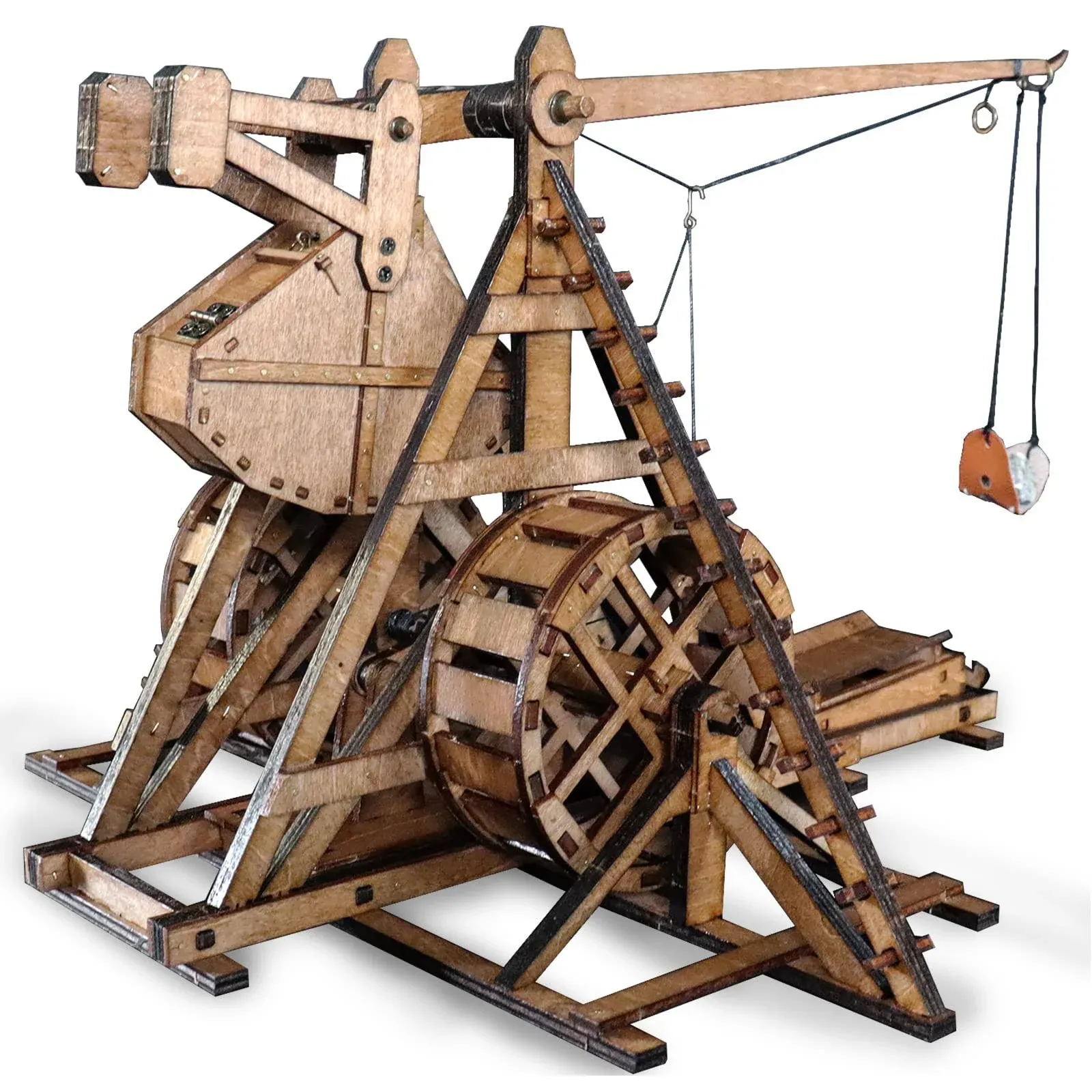 YAQUMW The Mini Counterweight Trebuchet with Wheel Europe Medieval Siege Chariot ...