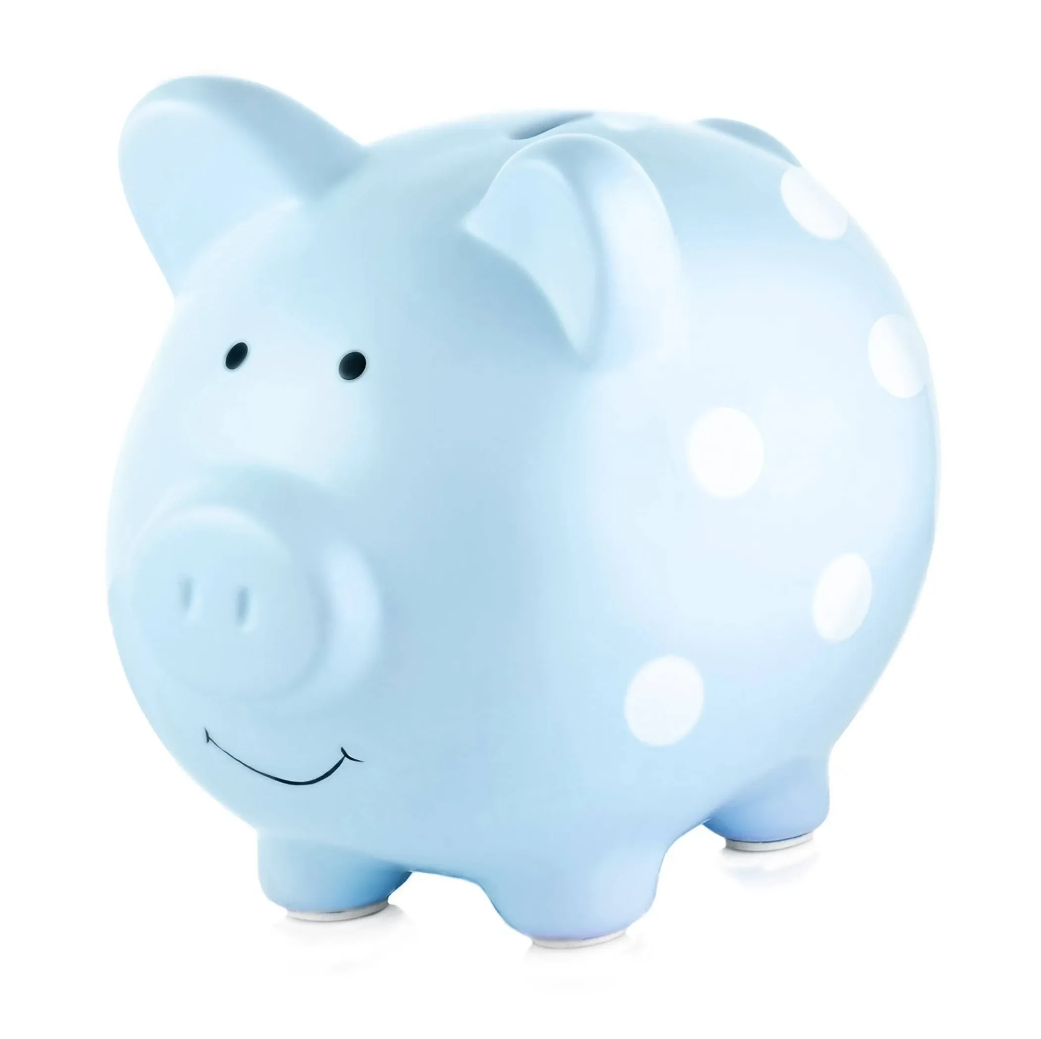 Pearhead Ceramic Piggy Bank (Polka Dot Blue)