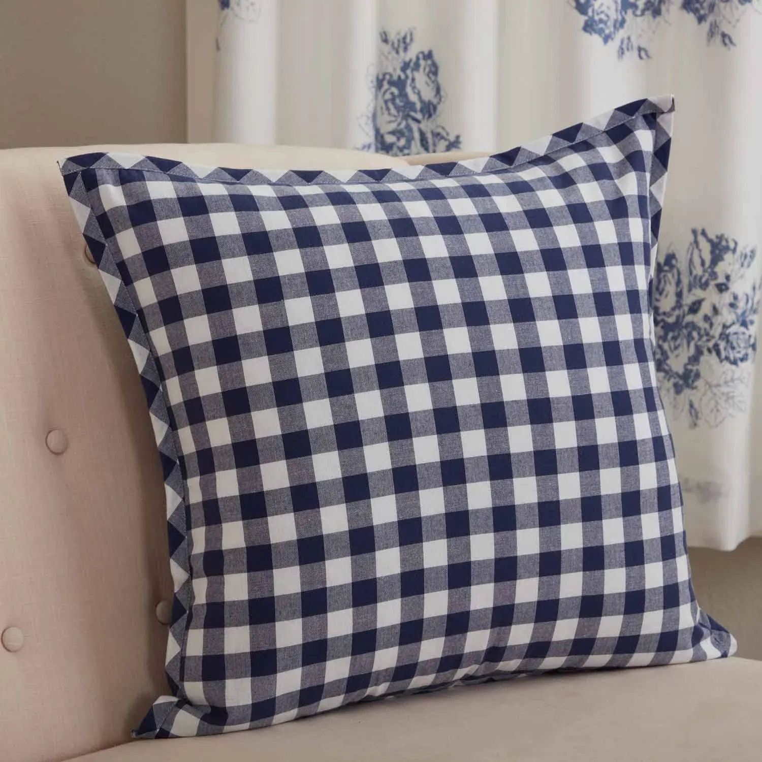 Vintage Check Blue 20" x 20" Pillow Cover