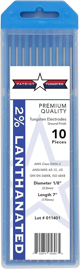 TIG Welding Tungsten Electrode 2% Lanthanated Blue 3/32"x7" 10 pack