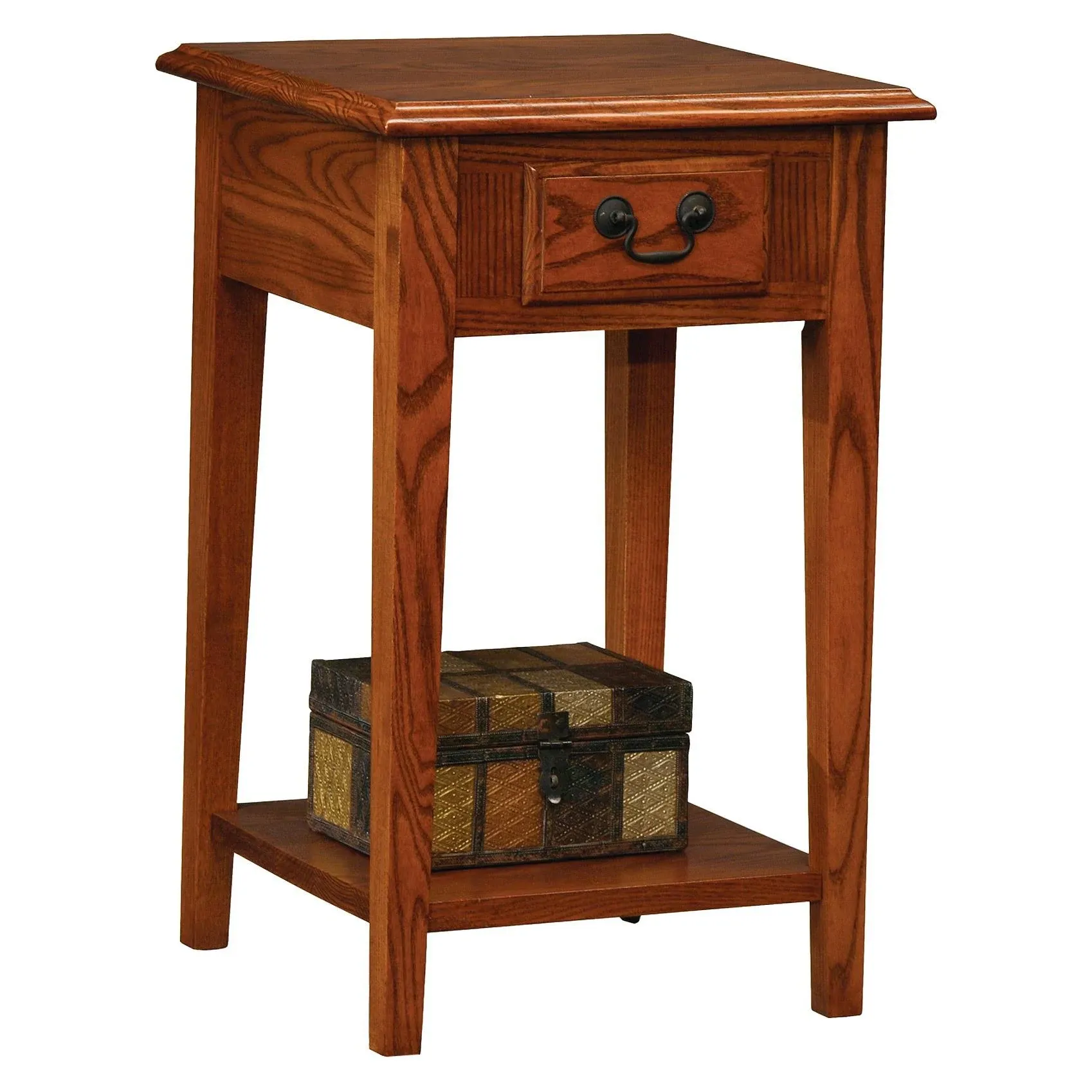 Leick Furniture Wood Shaker Square End Table in Medium Oak Finish