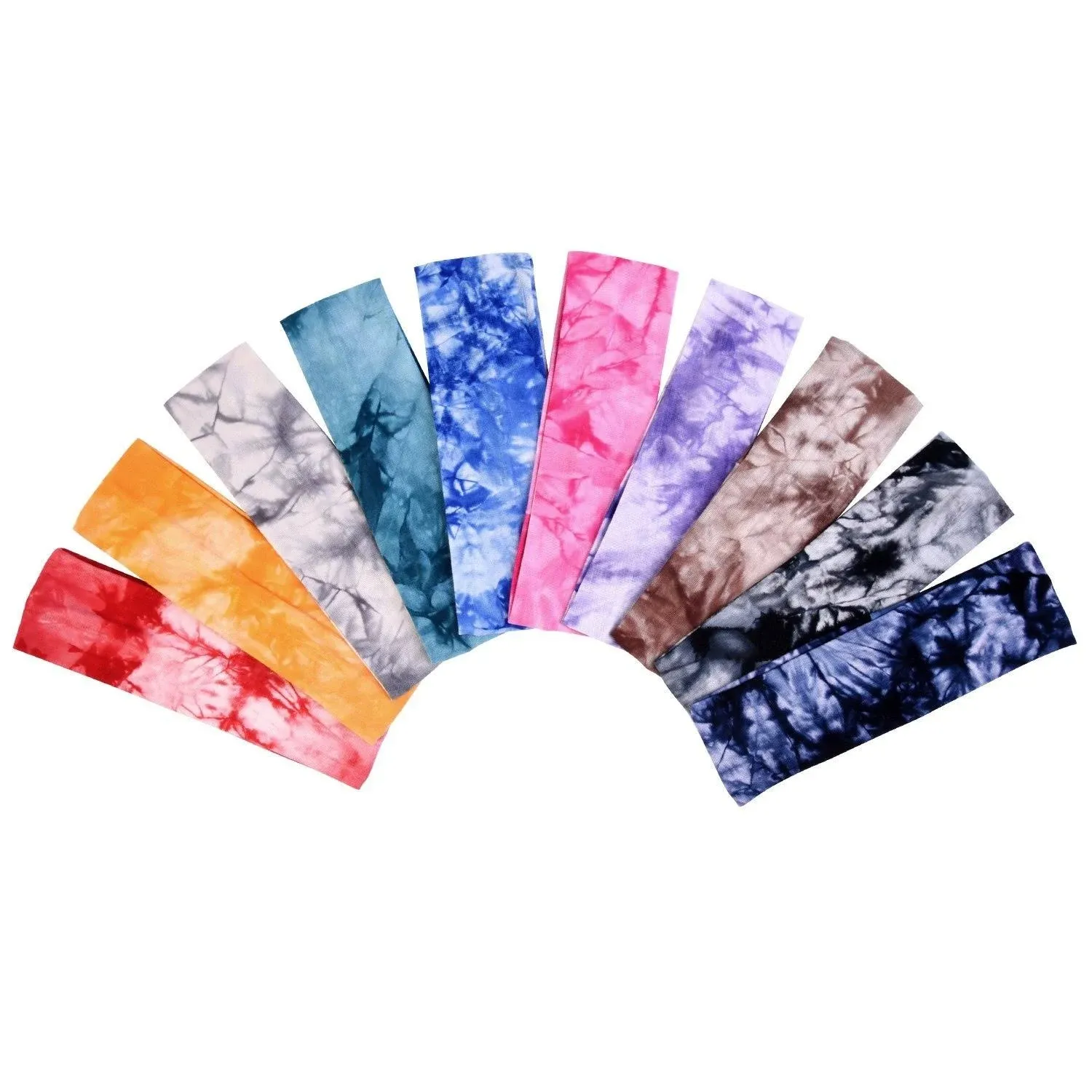 eBoot Tie Dye Headbands Cotton Stretch Headbands Elastic Yoga Hairband for Teens Girls Women Adults, Assorted Colors, 10 Pieces