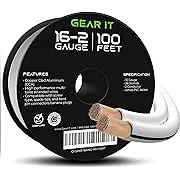 16AWG Speaker Wire, GearIT Pro Series 16 Gauge Speaker Wire Cable (100 Feet / 30.48 Meters) Great Use for Home Theater Speakers and Car Speakers, White