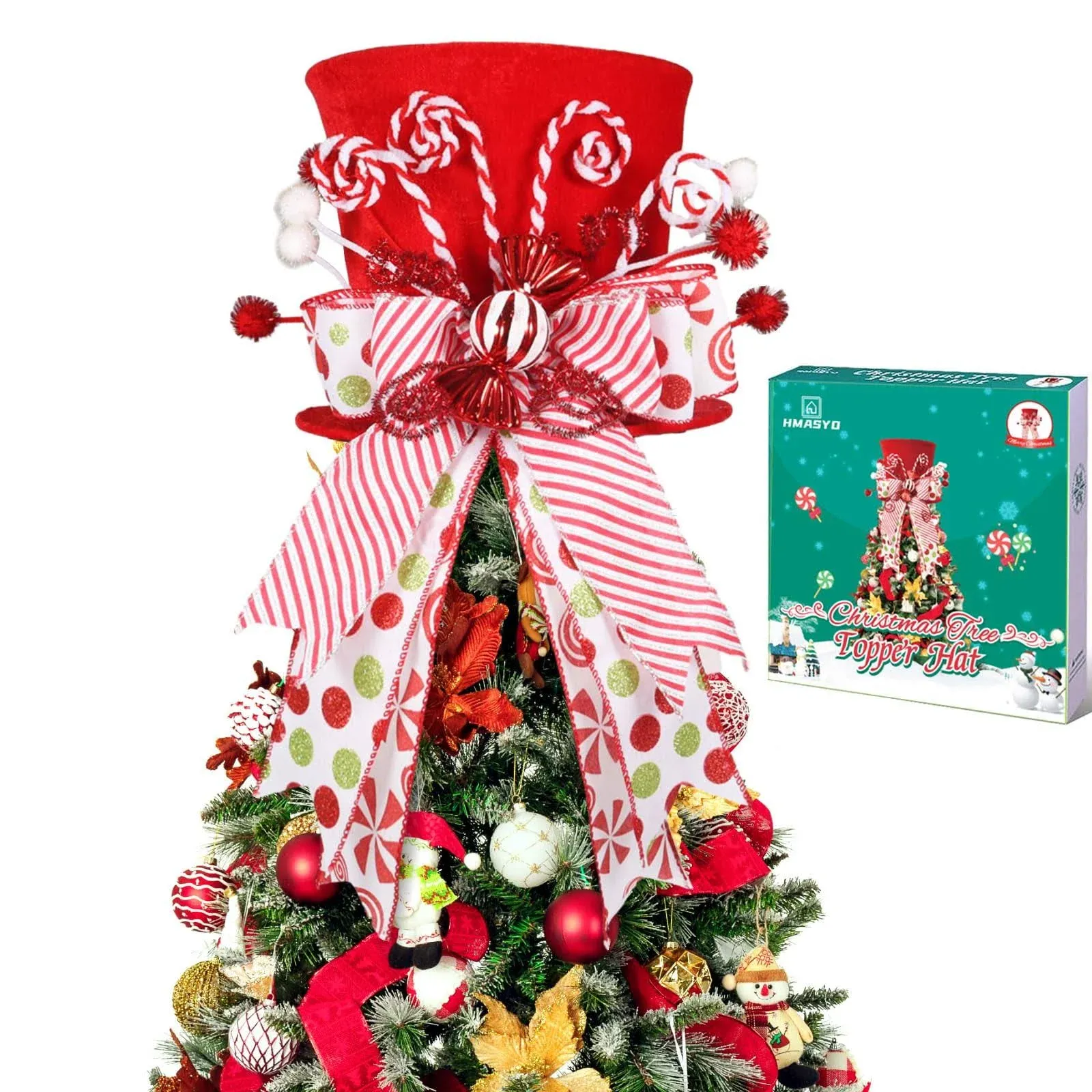 HMASYO Candy Cane Christmas Tree Topper