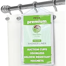 Premium PEVA Frost Shower Curtain Liner with Magnets & Suction Cups - 70 X 71 in. LongPremium PEVA Frost Shower Curtain Liner with Magnets…