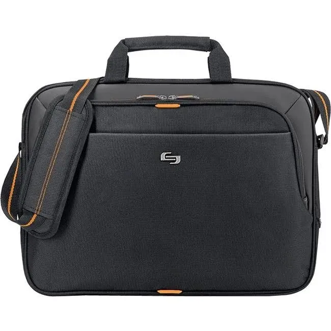 Solo New York Ace Slim Laptop Briefcase Black Orange Adjustable Strap FREE SHIP