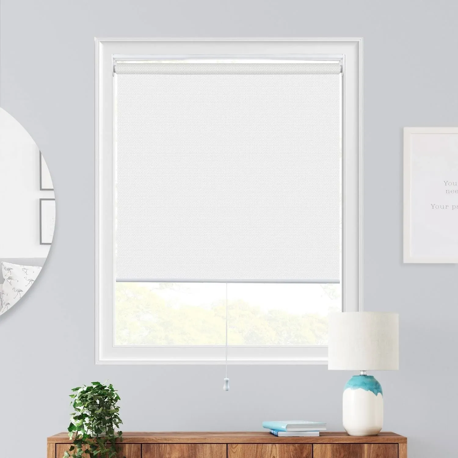 CHICOLOGY Roller Shades , Cordless Blinds , Window Shades for Home , Roller Window Shades , Window Treatments , Door Blinds , Light Filtering Shades ,View-tiful Chantilly White (Solar), 21"W X 72"W