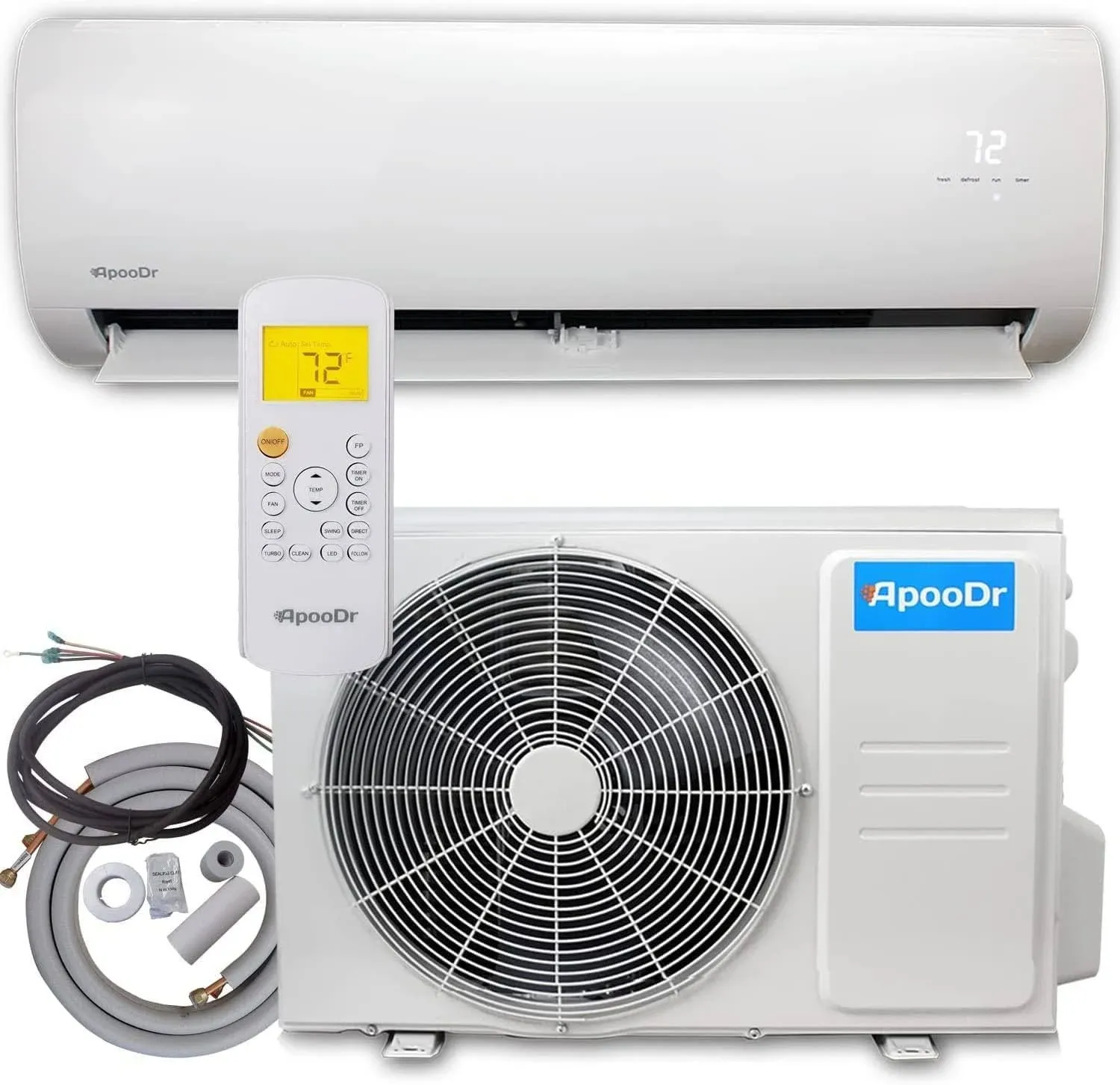 12000 BTU Mini Split Air Conditioner Ductless Inverter System 17.6 SEER2 with Heat Pump 220V 1 Ton,with Installation Kit