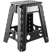 Casafield 18" Folding Step Stool with Handle, Black - Portable Collapsible Small Plastic Foot Stool for Adults - Use in The Kitchen, Bathroom and BedroomCasafield 18" Folding Step Stool with Handle, Black - P…