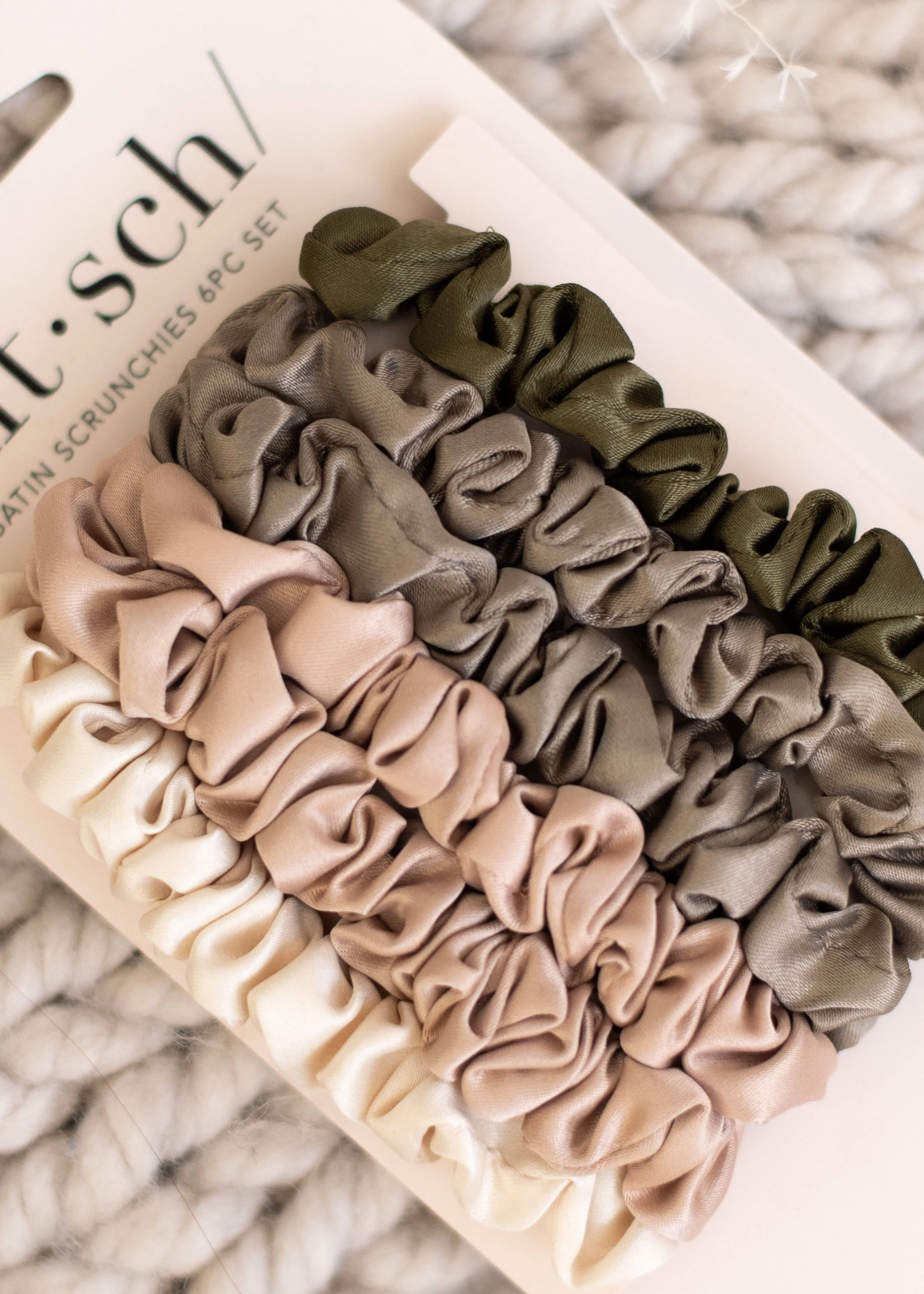 Ultra Petite Satin Scrunchies 6pc - Eucalyptus