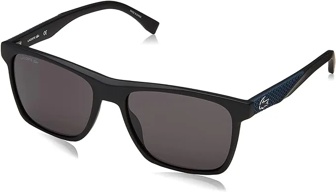 Lacoste Men's L900S Rectangular Sunglasses, Black Matte/Grey Solid, 56 mm