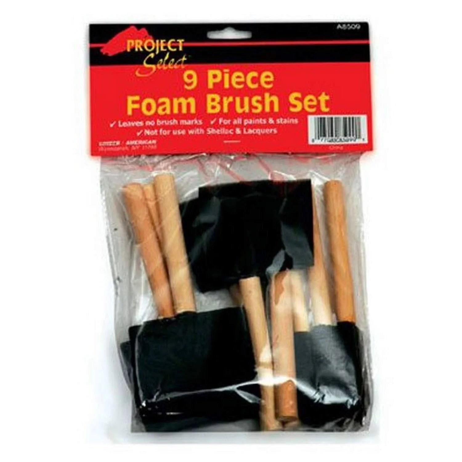 Foam Paint Brush Set - 9 Pieces