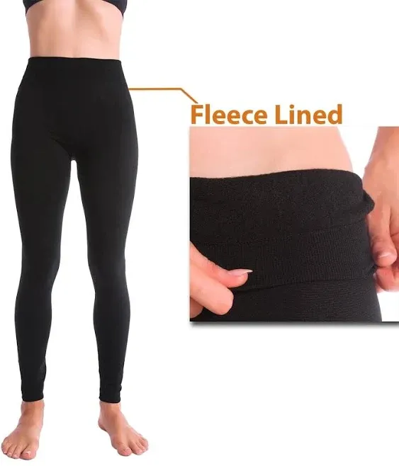 4-Pack Warm Fleece Lined Thick Brushed Full Length Leggings Winter Thermal Pants