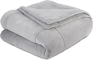 Vellux Plush Lux Blanket, Grey, Full/Queen