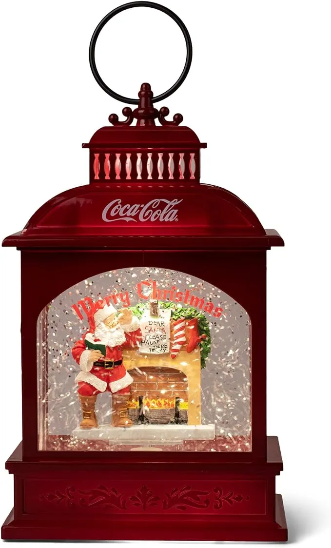 Coca-Cola Kurt S. Adler 9-Inch Battery-Operated LED Coke Santa Lantern Waterglobe, Multi