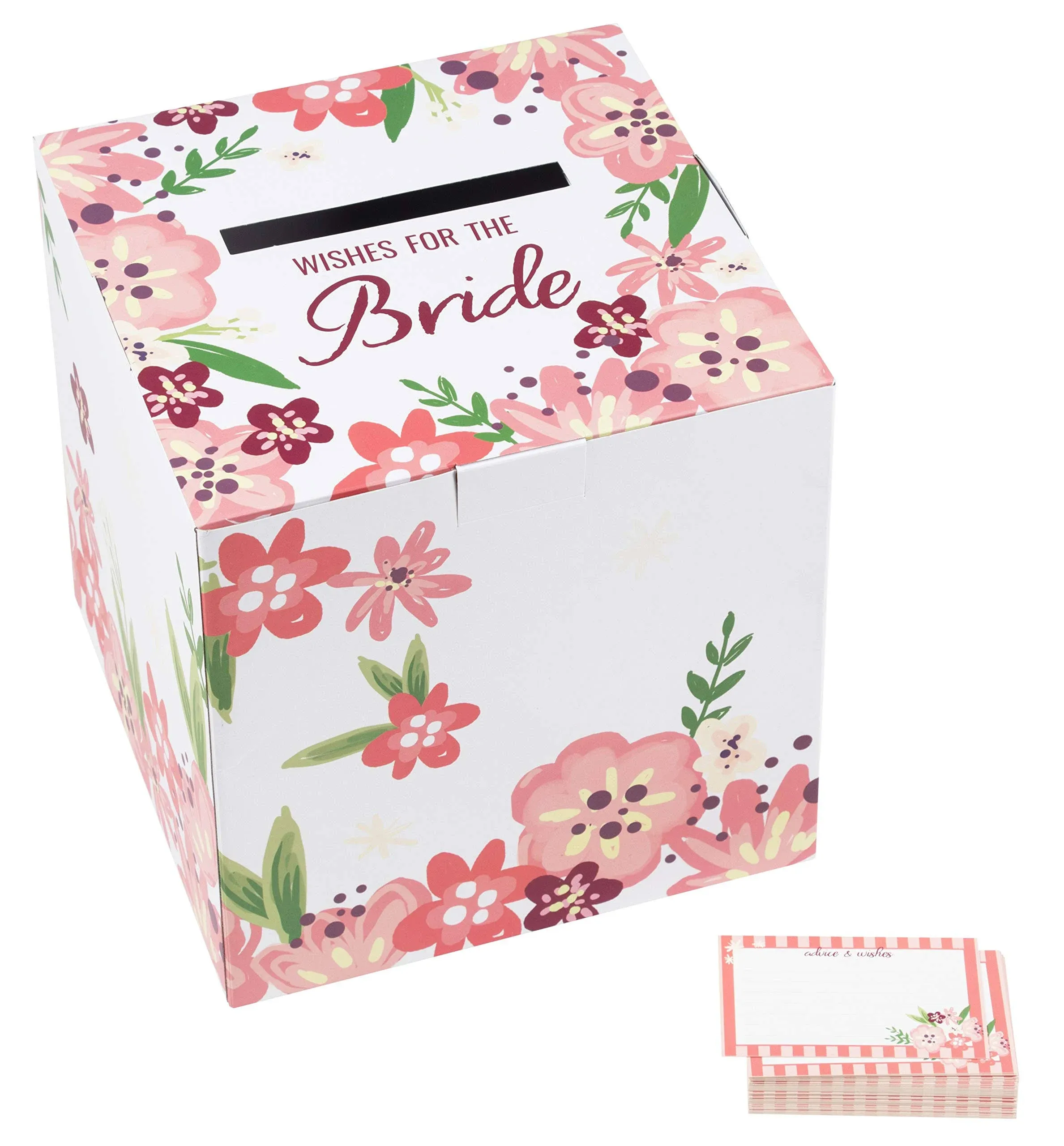 Juvale 50 Pack Advice Cards with Box for Wedding Receptions, Wishes for The Bride ...