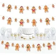 Big Dot of Happiness Gingerbread Christmas - Gingerbread Man Holiday Party DIY Decorations - Clothespin Garland Banner - 44 Pieces