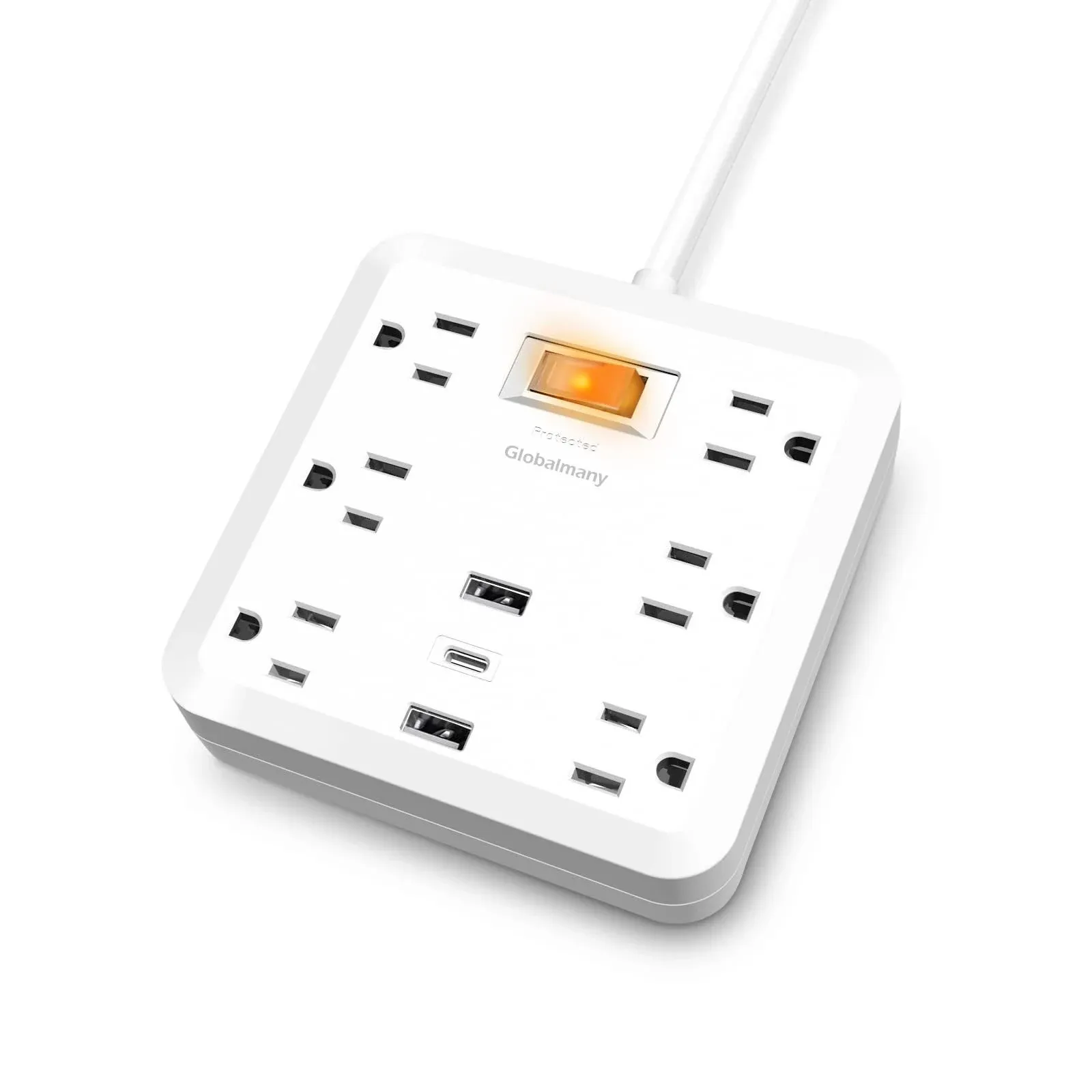 Power Strip Surge Protector, globalmany 6 Outlets and 3 USB Ports Include PD 18W ...