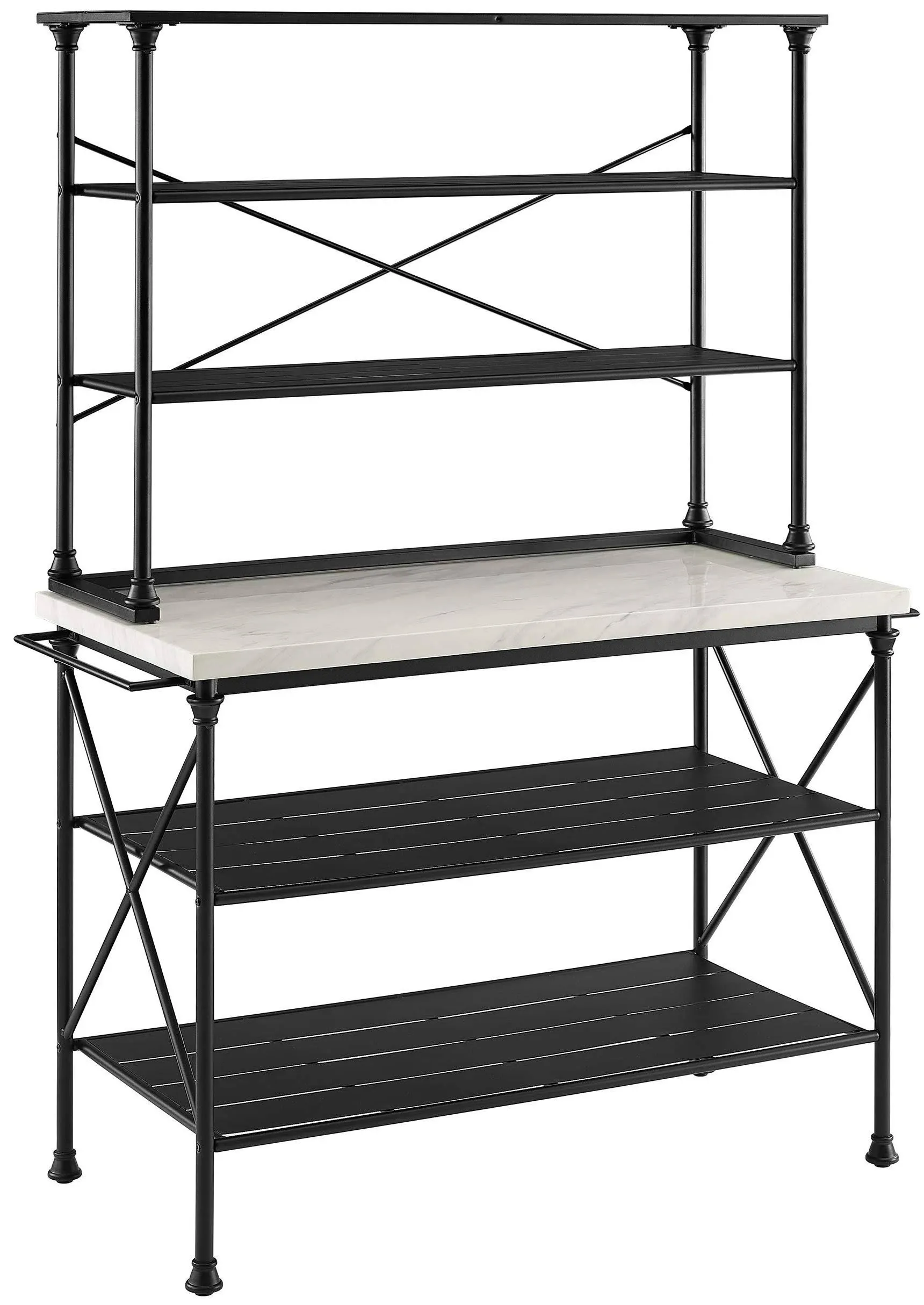 Crosley Madeleine Kitchen Island & Hutch, Matte Black