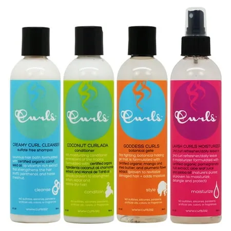 Curls Creamy Curl Cleanser & Coconut Curlada Conditioner & Goddess Curls + Lavish Curls Moisturizer Set