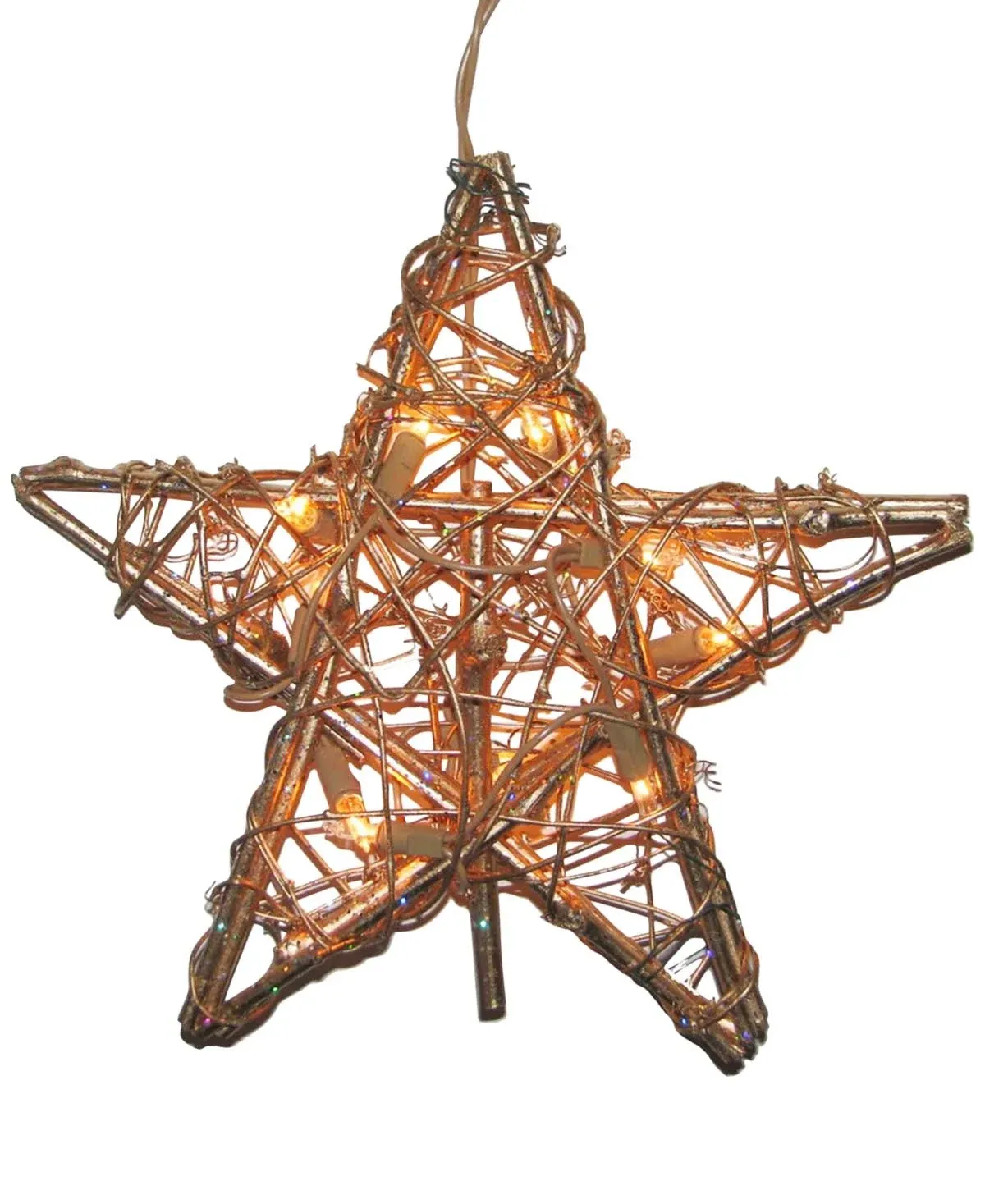 Kurt S. Adler Gold Rattan 10 Light 12&#034; Star Christmas Tree Topper