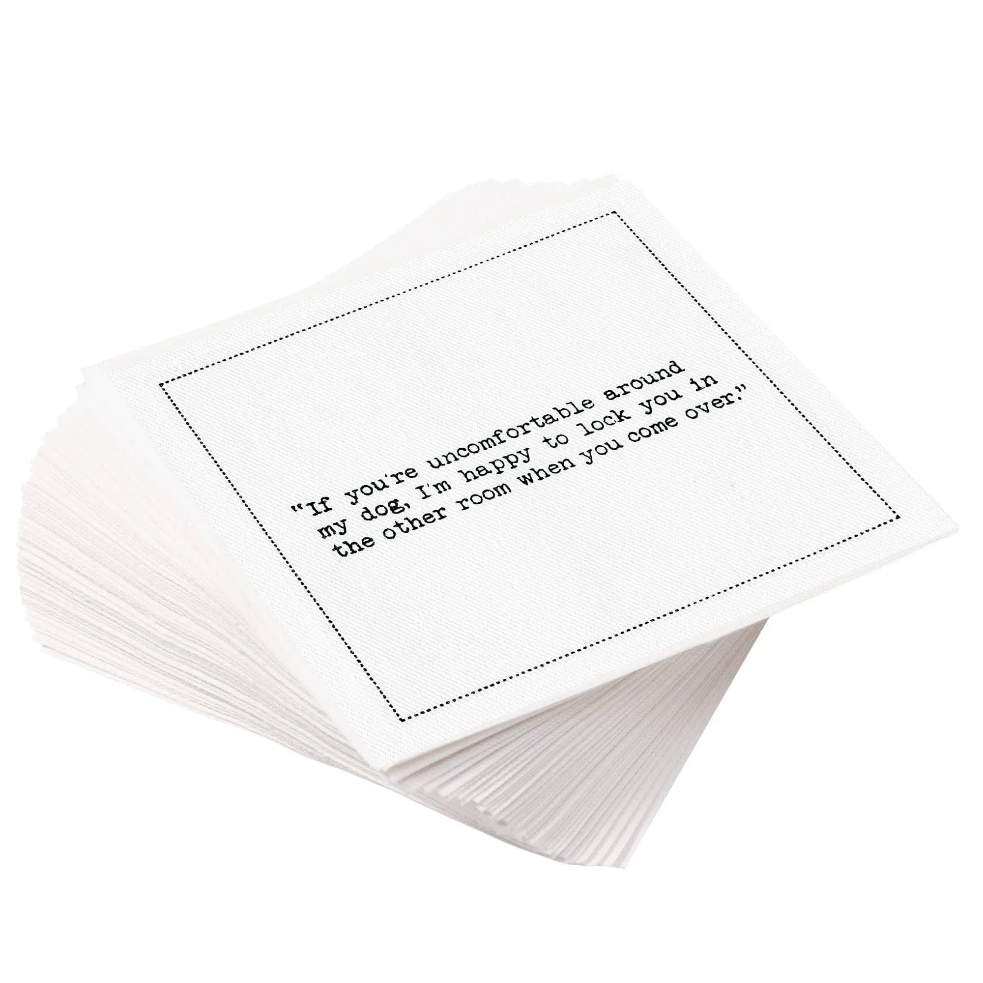 Five Star Napkins Dog Quotes, White Cotton Cocktail Napkins, Beverage Napkins, Bar Napkins, Cloth Napkins, Party Napkins, Events, Holidays, Weddings, Birthdays, Disposable, 4.5" x 4.5"- (50x)