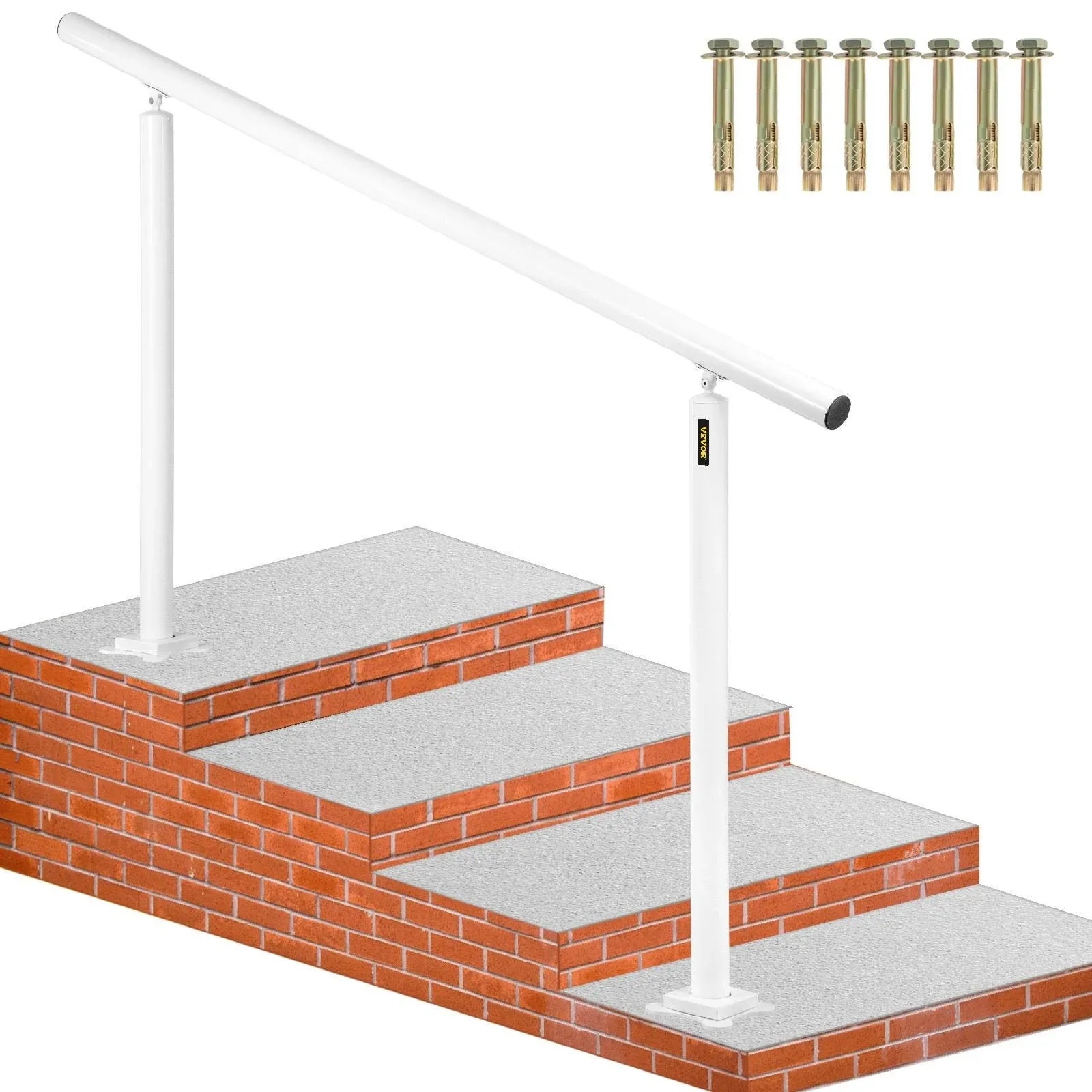 VEVOR Outdoor Stair Railing Kit 5 ft Handrails 0-5 Steps Adjustable Angle Aluminum Stair Hand Rail