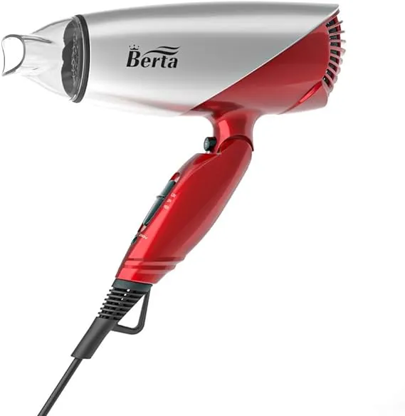 Berta 1875 Watts Folding Handle Hair Dryer Tourmaline Ceramic Negative Ionic Blow ...