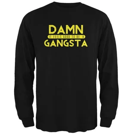 Damn It Feels Good To Be A Gangsta Black Adult Long Sleeve T-Shirt - X-Large