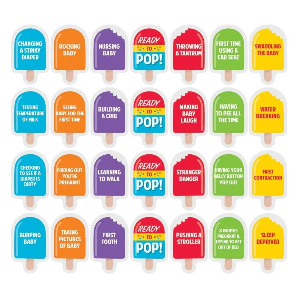 Fun Express Ready to Pop Baby Shower Game for Baby - 24 Pieces - Summer Popcicle Theme and Gender Reveal Party Supplies