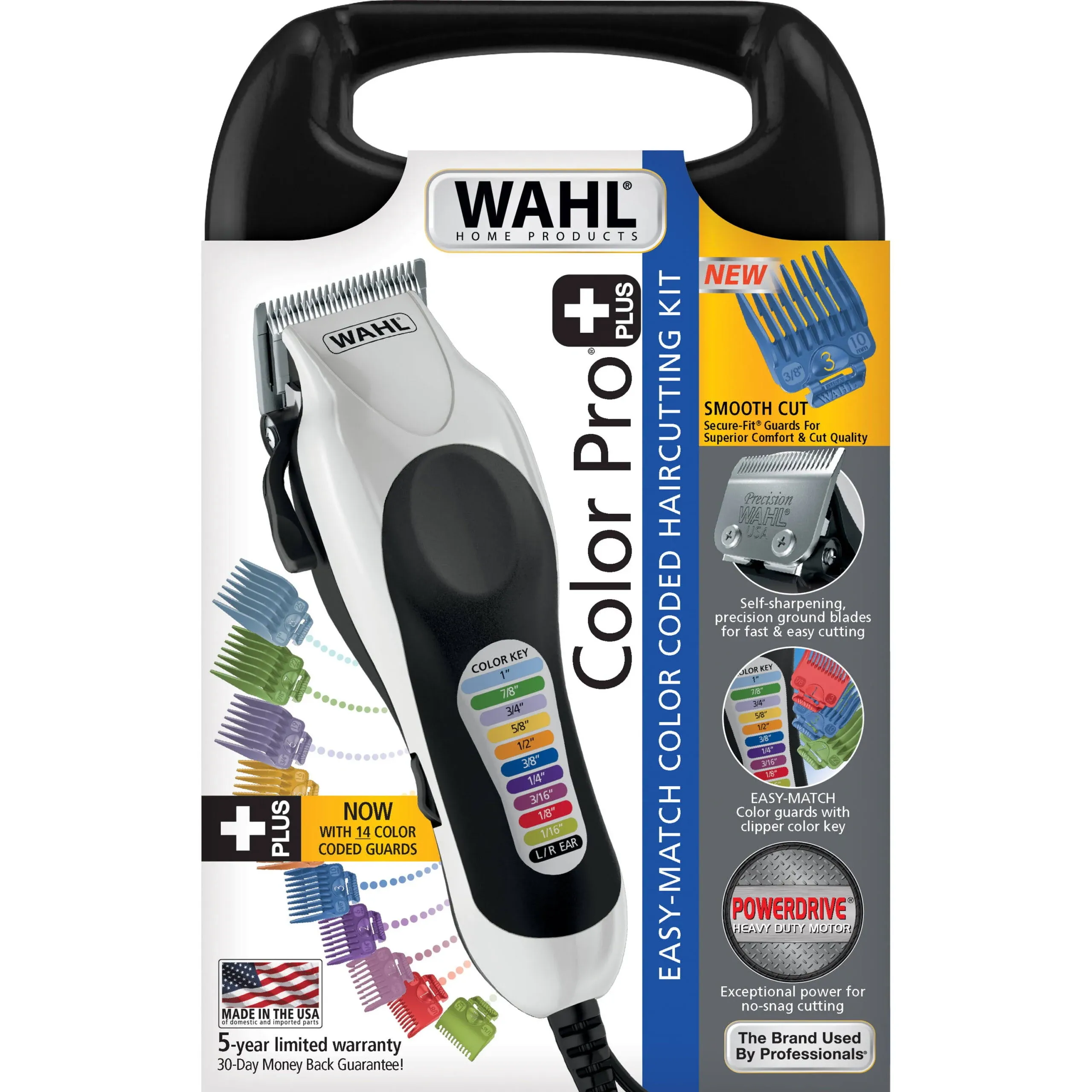 Wahl Color Pro Plus Haircut Clipper Kit - Black/Silver