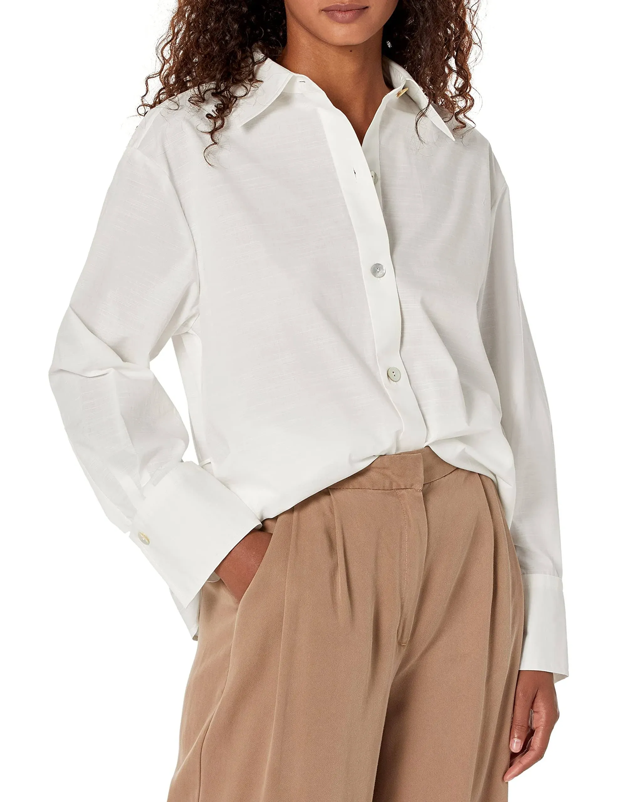 Vince NWT Collared Button Up Blouse Size XS in White Cotton