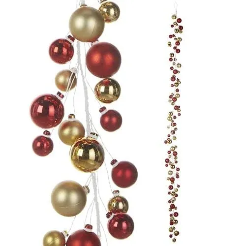 Raz Imports Ball Garlands 2023 6' Red and Gold Ball Garland