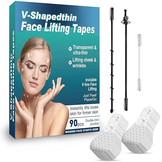 zeBrush Face Lift Tape, Face Tape Lifting Invisible, Face Tape for Wrinkles, Instant Face Lift and Shape V Face, 90Pcs