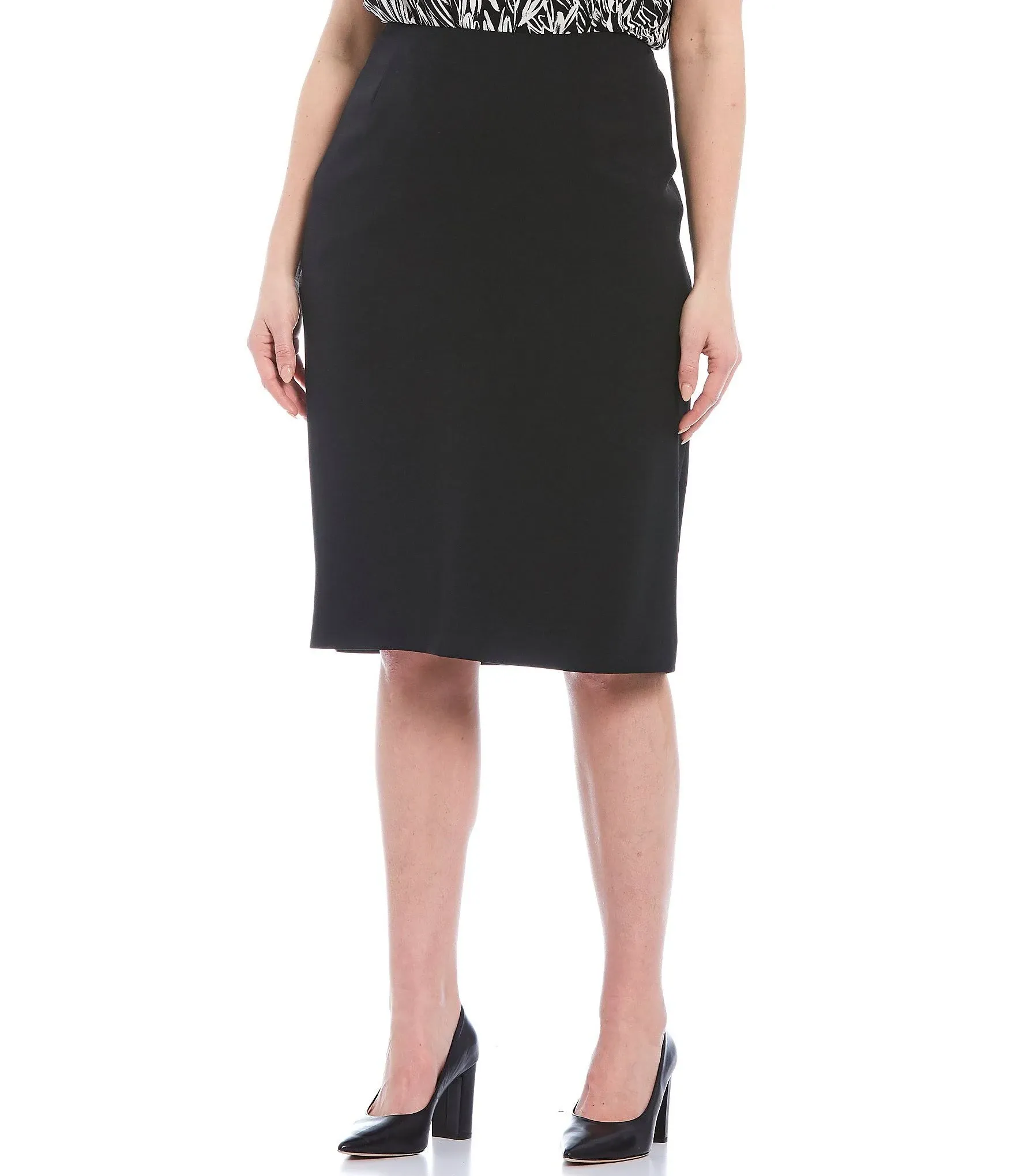 Kasper Plus Size Skimmer Skirt - Black