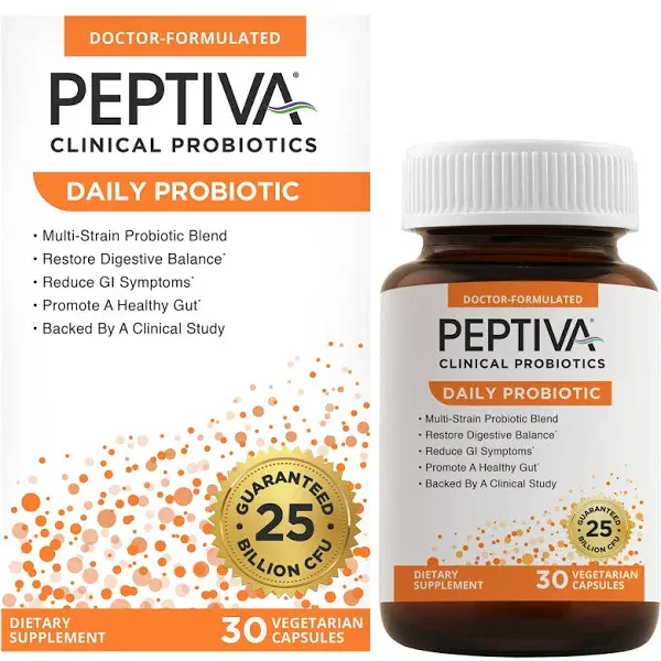 Peptiva Daily Probiotic 25 Billion CFU Multi-Strain Probiotics - 30 ct