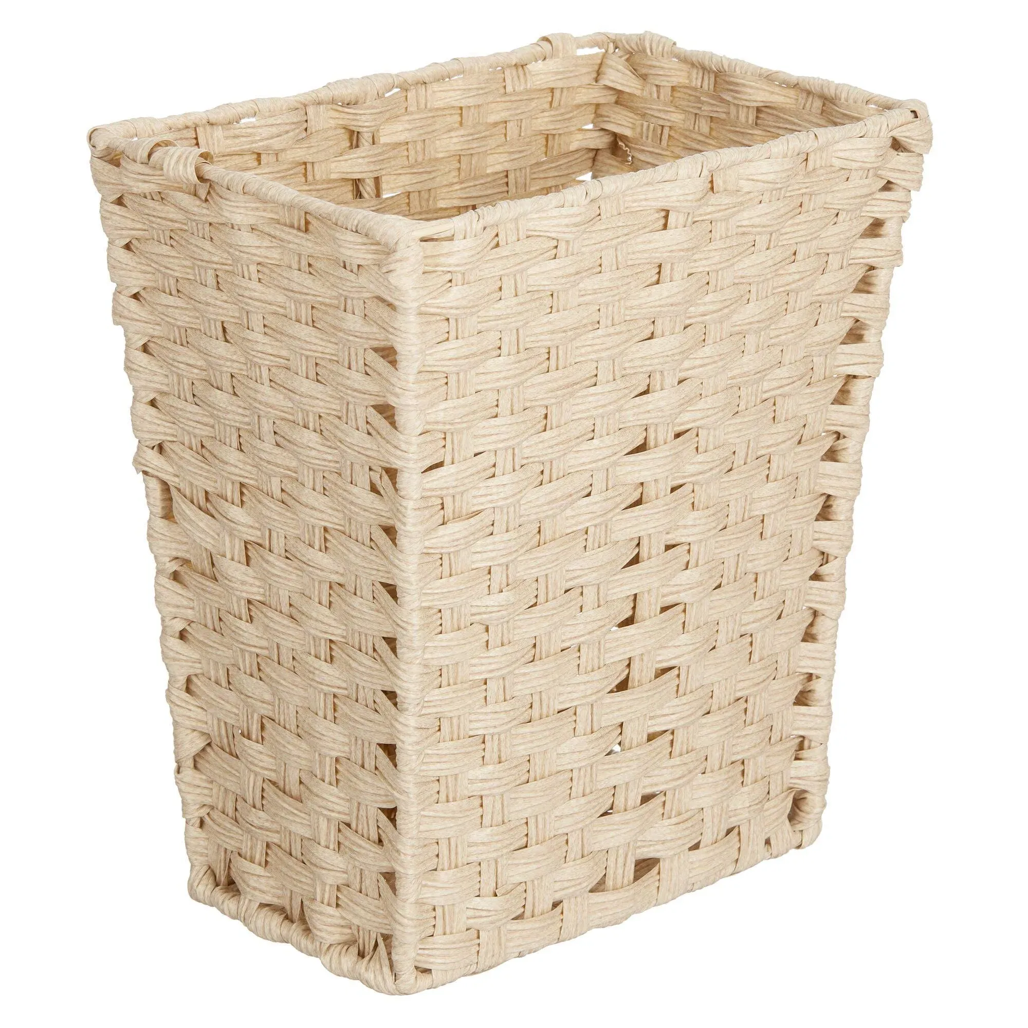 mDesign Woven Rectangle Decorative Garbage Wastebasket Trash Bin