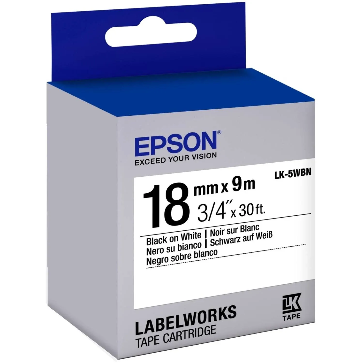 Epson - LabelWorks Standard LK Tape Cartridge ~3/4" on White - Black