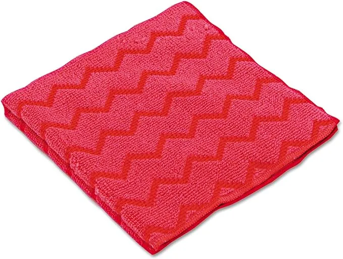 Rubbermaid HYGEN Microfiber Cleaning Cloths, 16 x 16, Red, 12/Carton