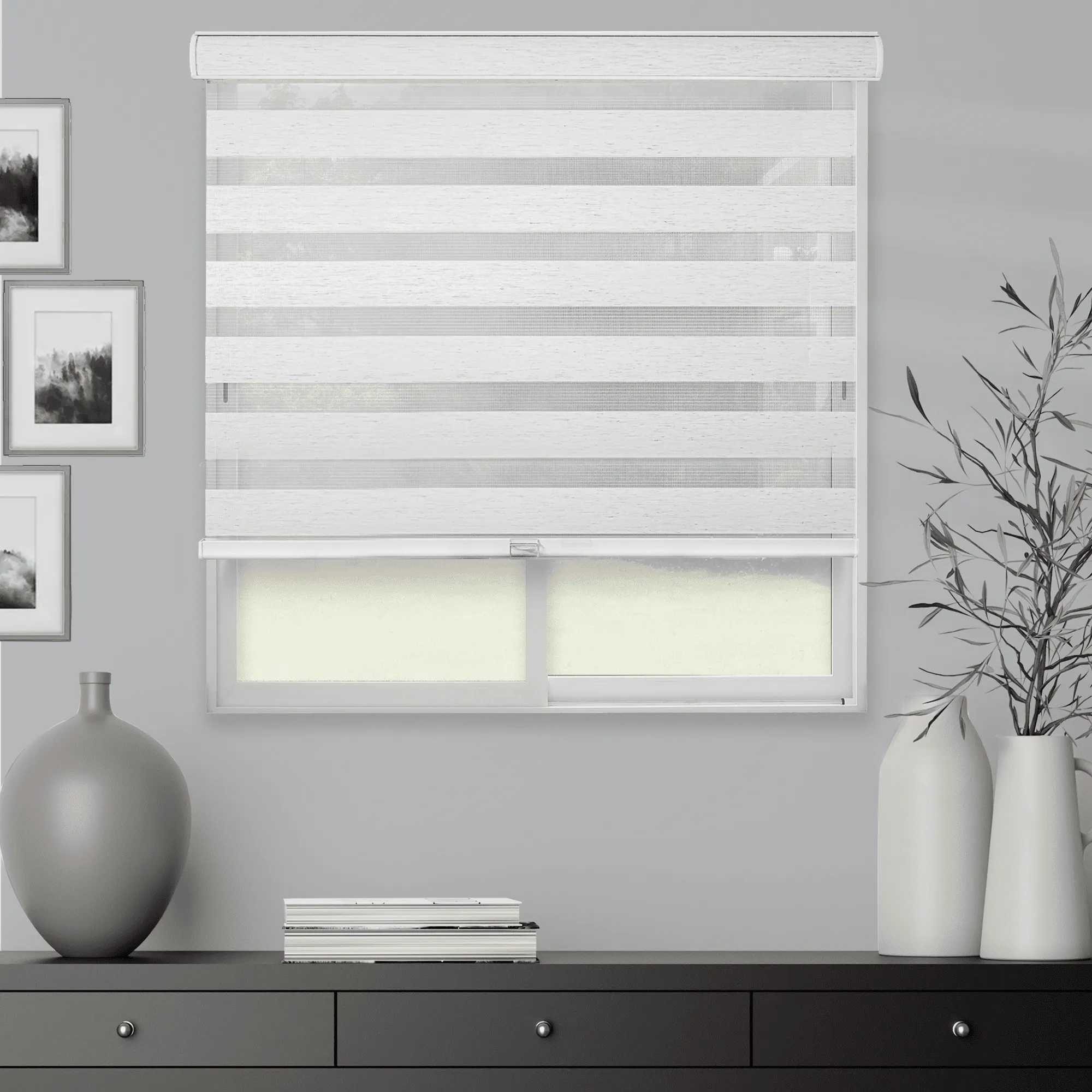 CHICOLOGY Zebra Blinds , Roller Window Shades , Blinds for Windows , Roller Shades for Windows , Window Shades for Home , Window Shades , Pull Down Shades for Windows , 27"W X 72"H , Basic Natural